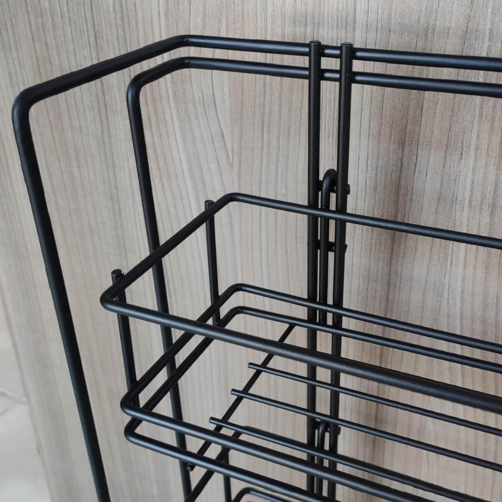 Coluna Corrediça Deslizante Preta Latas Óleo Suporte Temperos Condimentos Aramada Cozinha