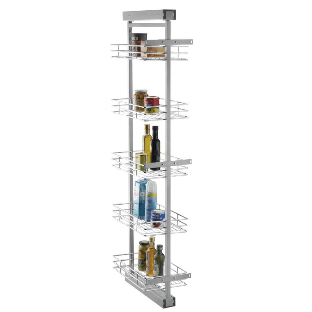 Coluna Deslizante com Corrediça 5 Cestos Aramados para Armário 47x25x146cm Schmitt