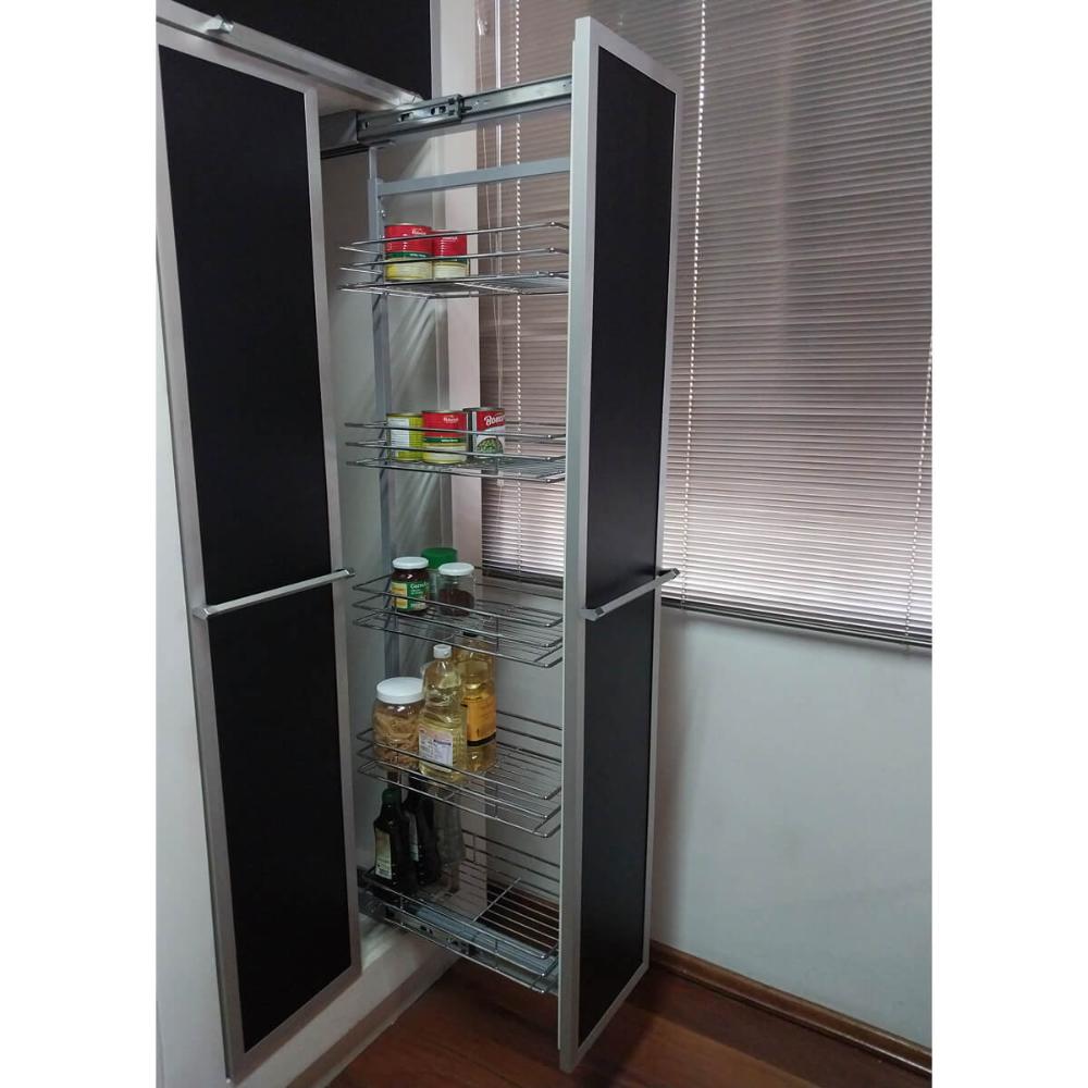 Coluna Deslizante com Corrediça 5 Cestos Aramados para Armário 47x25x146cm Schmitt