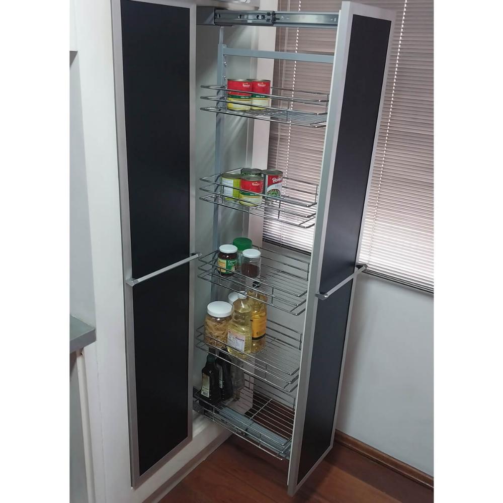 Coluna Deslizante com Corrediça 5 Cestos Aramados para Armário 47x25x146cm Schmitt