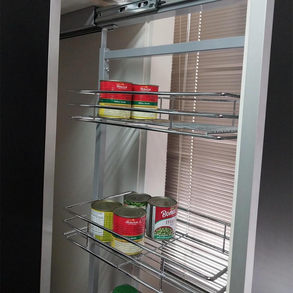 Coluna Deslizante com Corrediça 5 Cestos Aramados para Armário 47x25x146cm Schmitt
