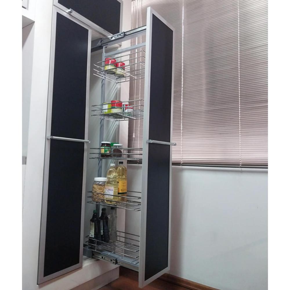 Coluna Deslizante com Corrediça 5 Cestos Aramados para Armário 47x25x146cm Schmitt