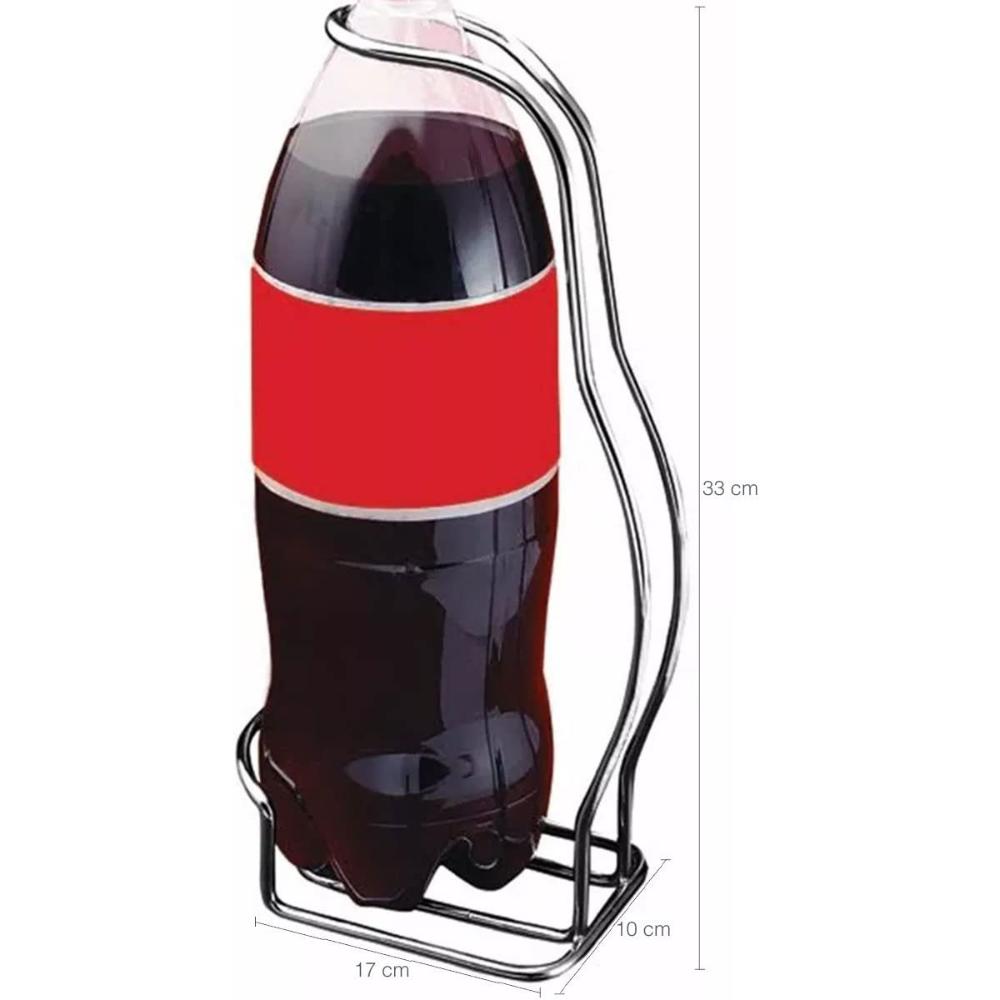 Conjunto 6 Suportes Porta Garrafa de Refrigerante 2 Litros Pet com Alça Aço Cromado