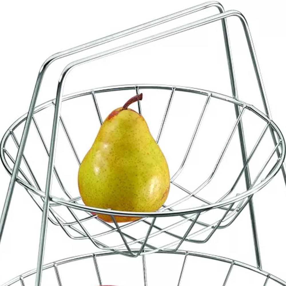 Fruteira Dois Andares Aço Cromado Para Bancada Mesa Cozinha