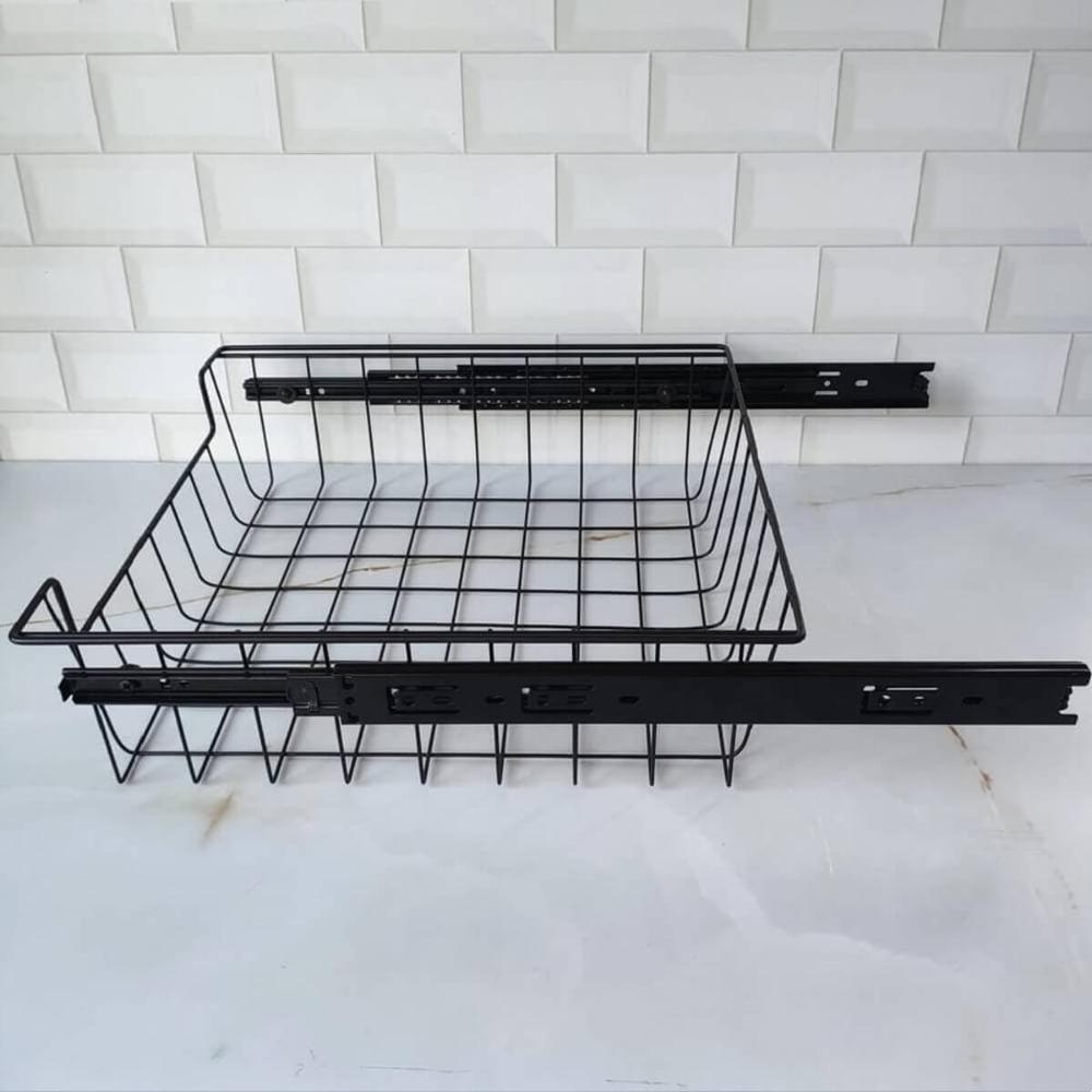 Gaveta Fruteira Deslizante Aramada com Corrediça Preta 47cm