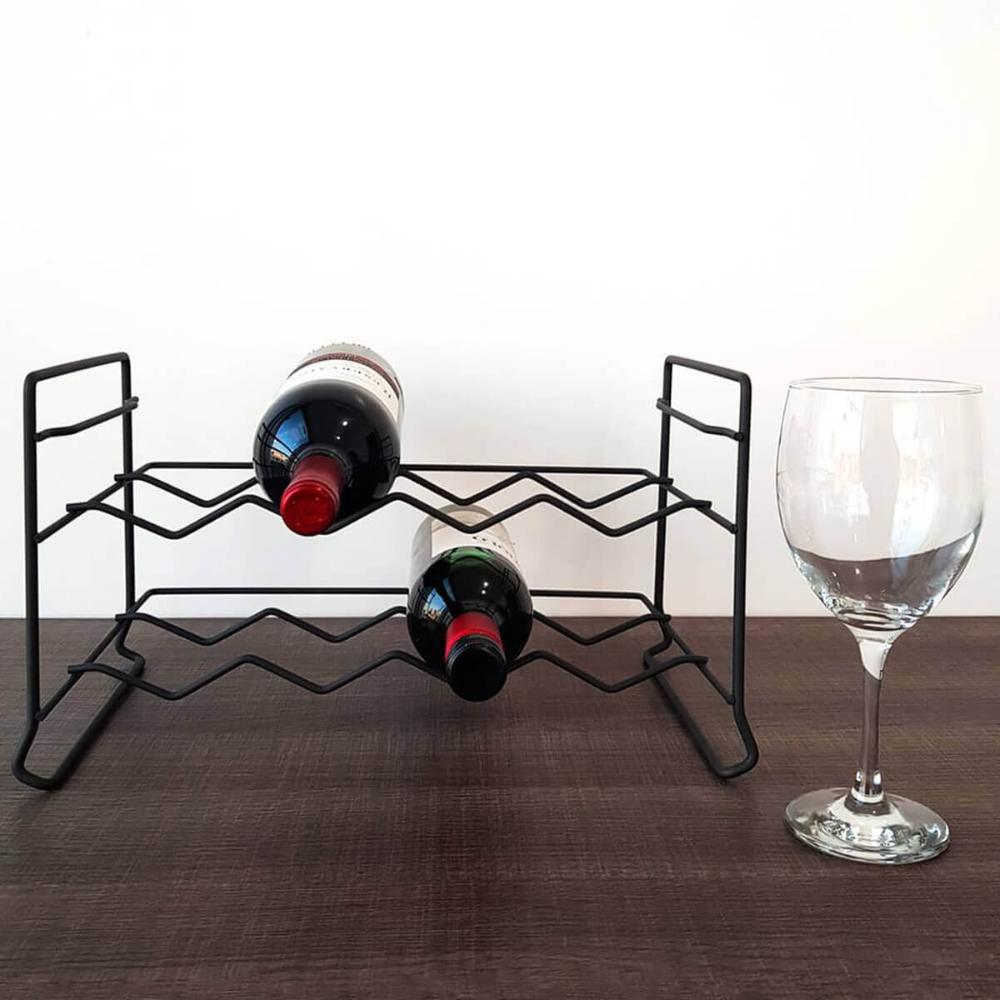 Kit 2 Suportes 16 Garrafas Vinho Aramado Grafite Adega Empil