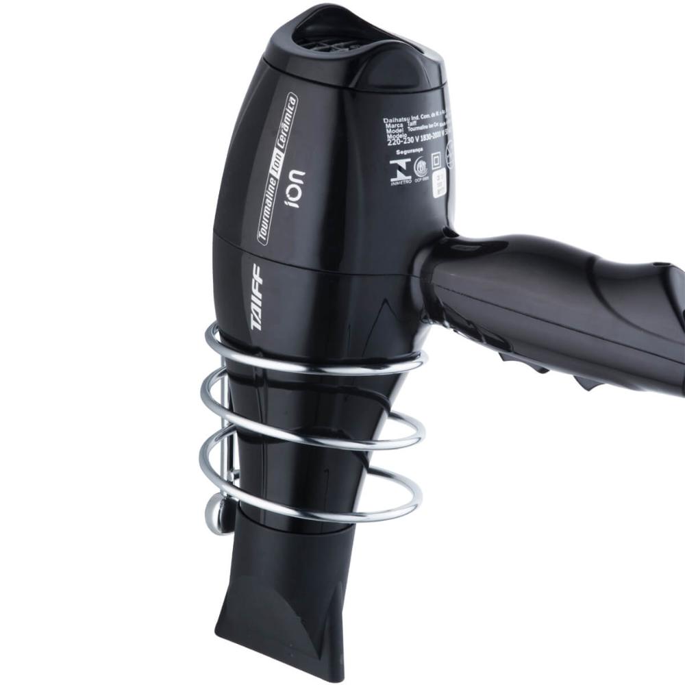 Kit 2 Suportes Porta Secador de Cabelo Espiral Cromados Acessórios para Banheiro Parede