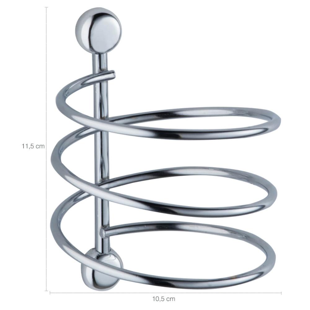 Kit 2 Suportes Porta Secador de Cabelo Espiral Cromados Acessórios para Banheiro Parede