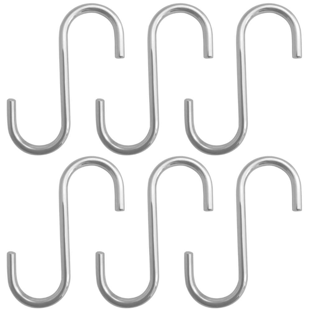 Kit 6 Ganchos Tipo S Multiuso Cromado 2cm Schimitt para Barra de Utensílios Toalha