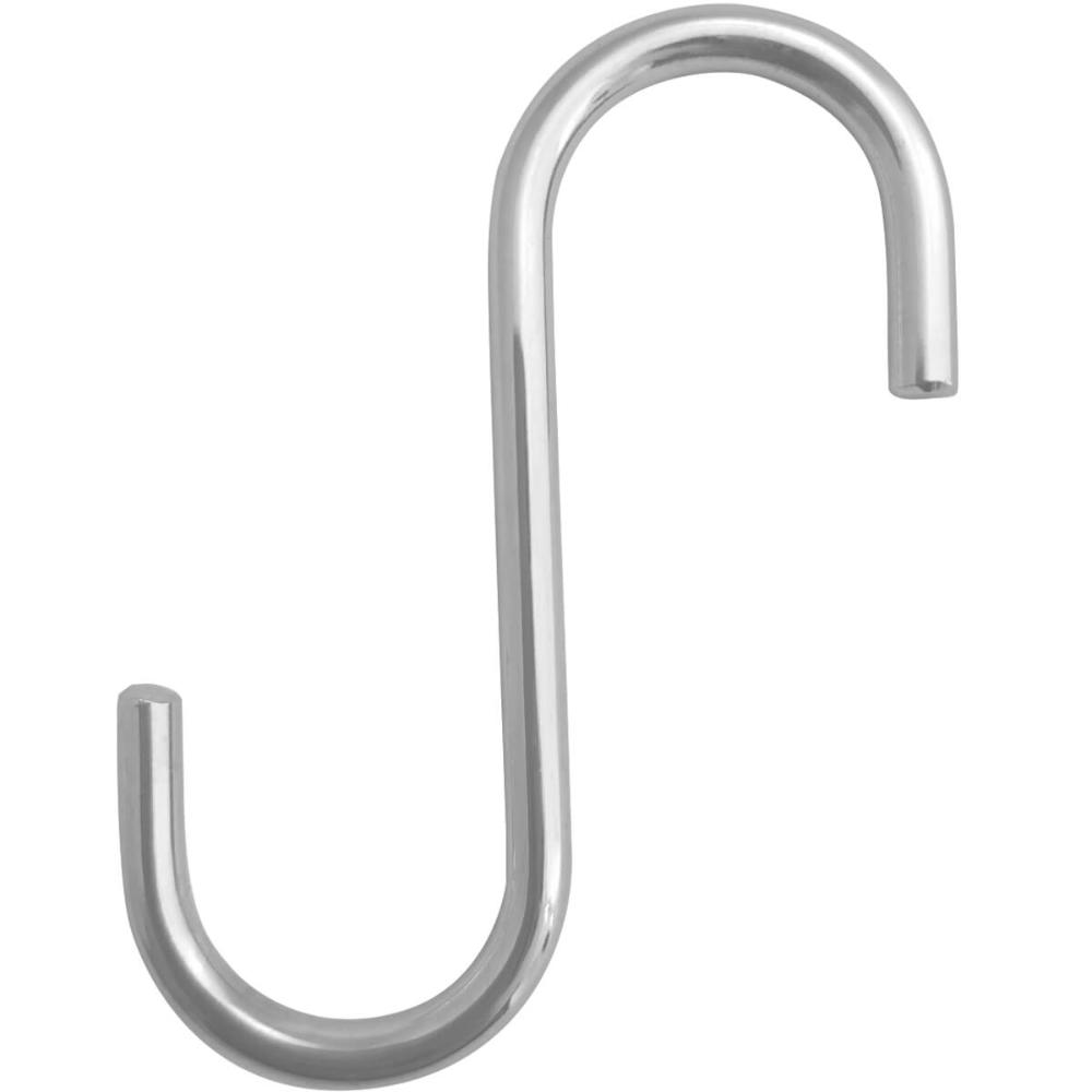 Kit 6 Ganchos Tipo S Multiuso Cromado 2cm Schimitt para Barra de Utensílios Toalha