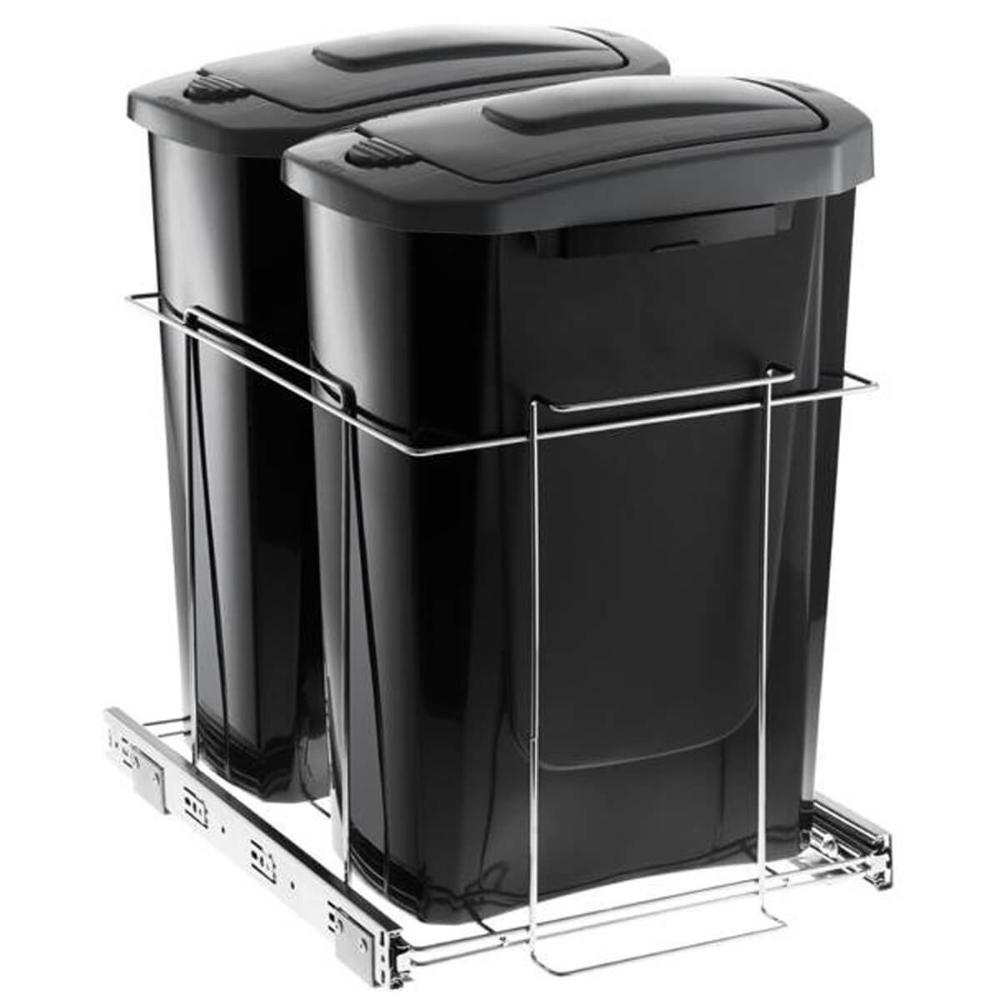 Lixeira Deslizante Slim Dupla 45,5cm x 29cm x44cm Cesto de L