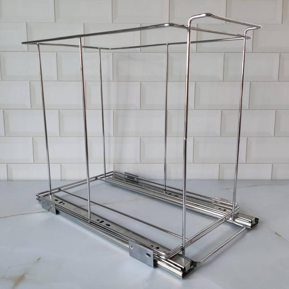 Lixeira Dupla Deslizante de Embutir Armário para Cozinha 10L Corrediça Tampa Basculante