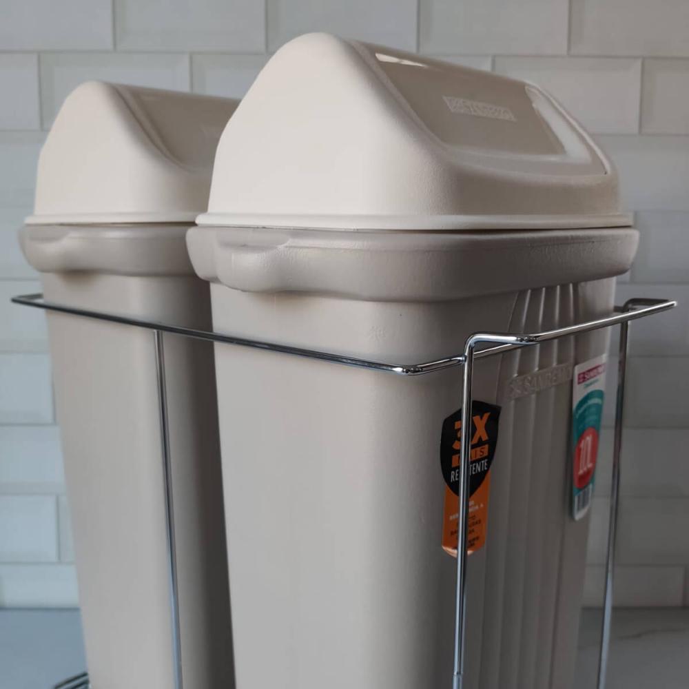 Lixeira Dupla Deslizante de Embutir Armário para Cozinha 10L Corrediça Tampa Basculante