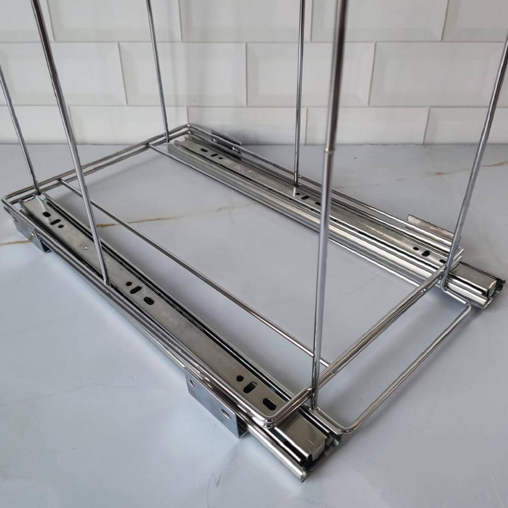 Lixeira Dupla Deslizante de Embutir Armário para Cozinha 10L Corrediça Tampa Basculante