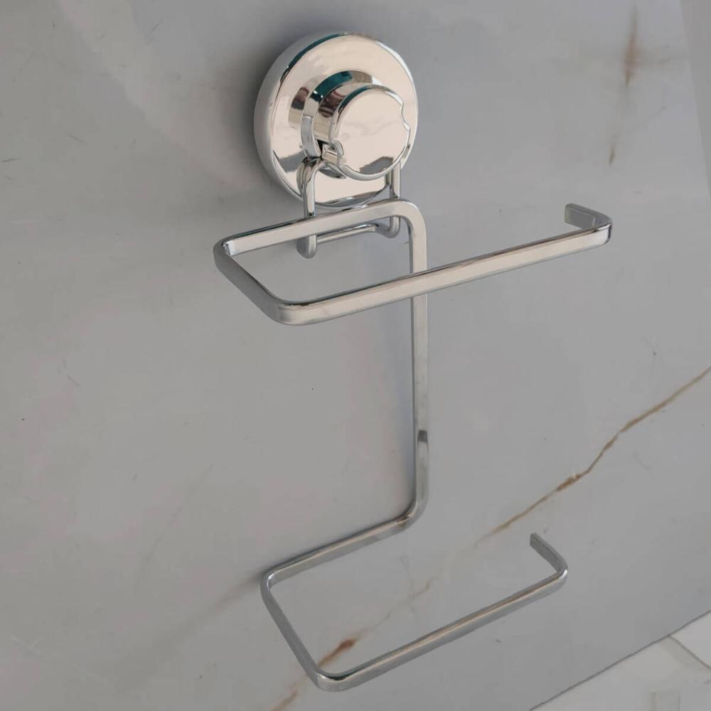 Porta Papel Higiênico com Ventosa Duplo Suporte Papeleira pa