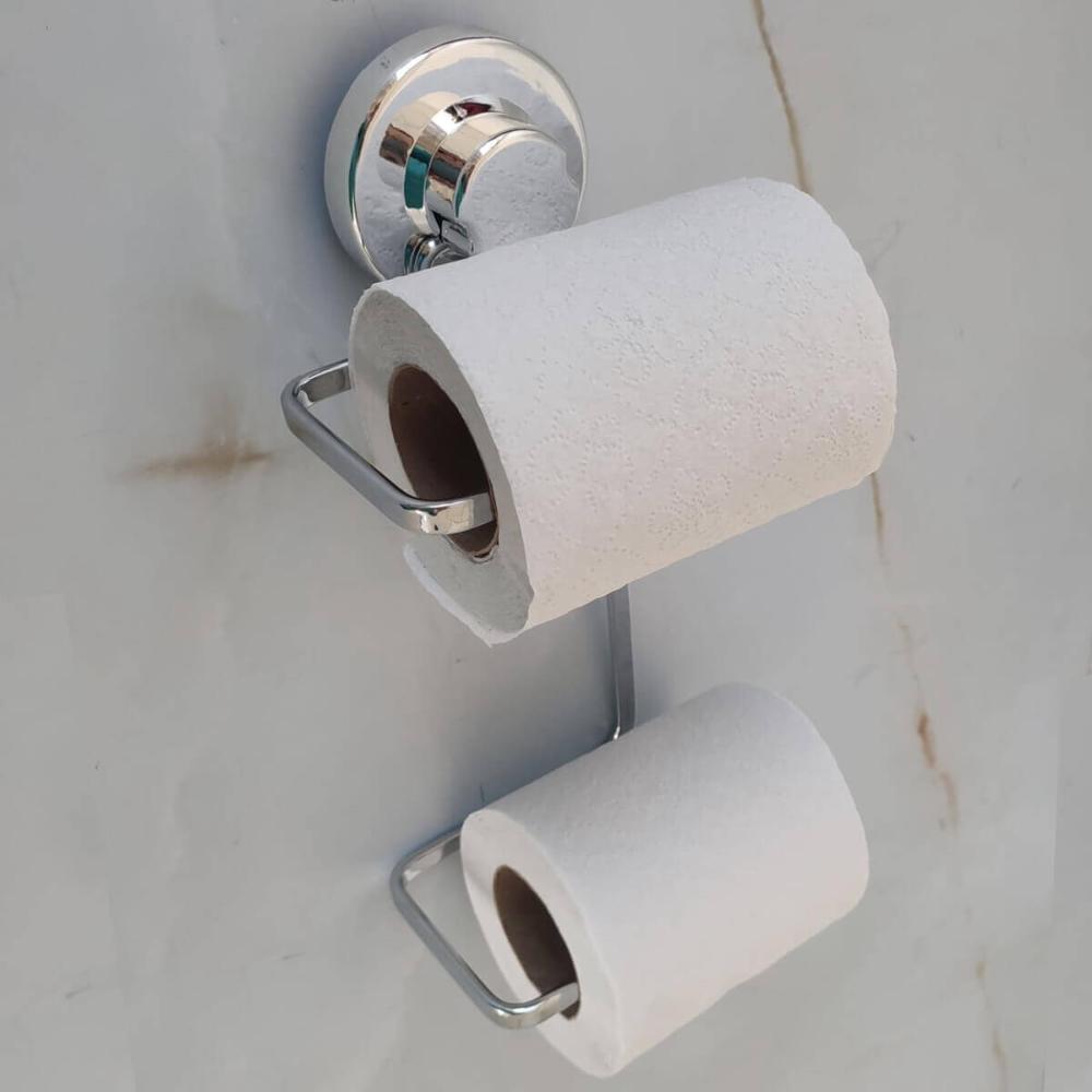 Porta Papel Higiênico com Ventosa Duplo Suporte Papeleira pa