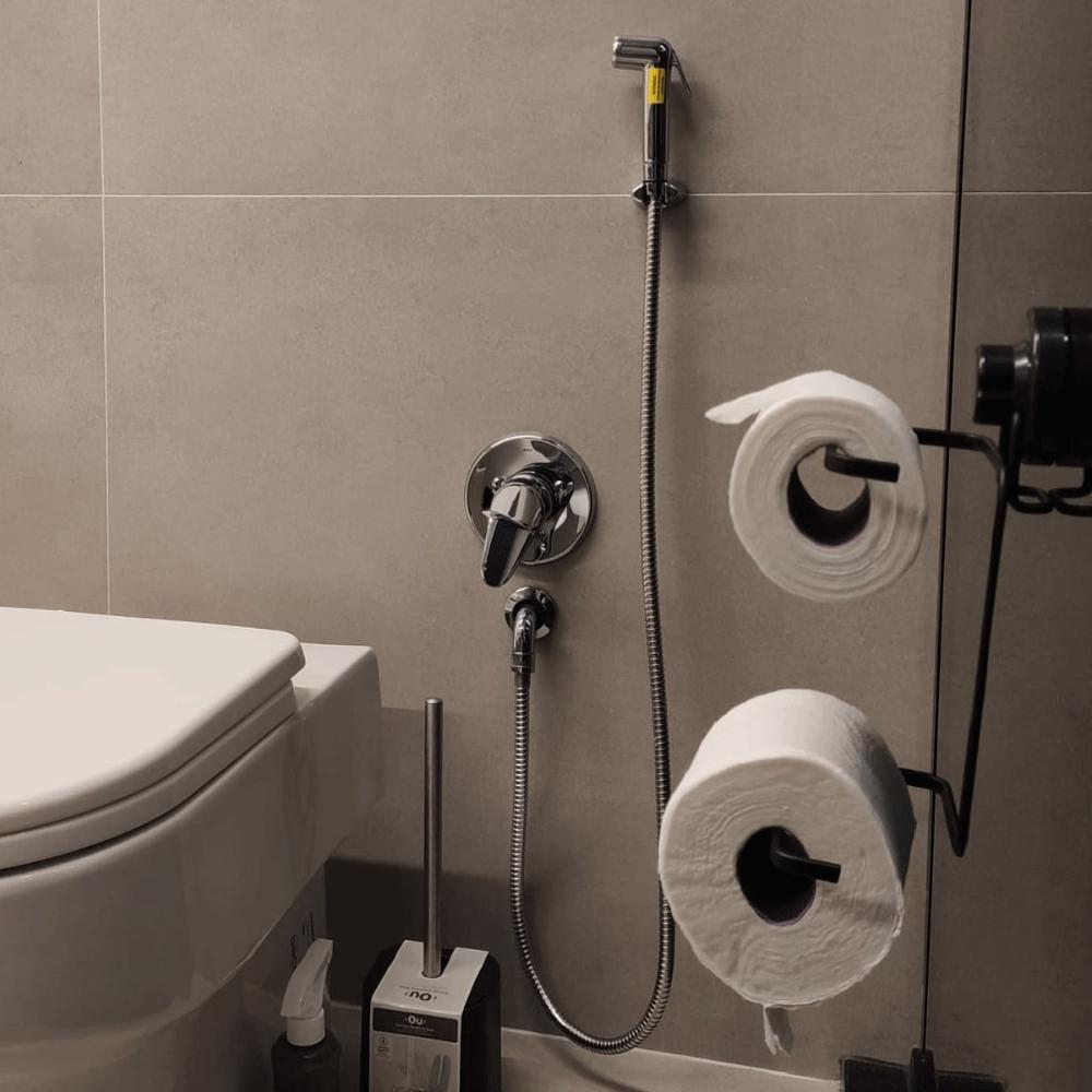 Porta Papel Higiênico com Ventosa Preto Papeleira Dupla Faci