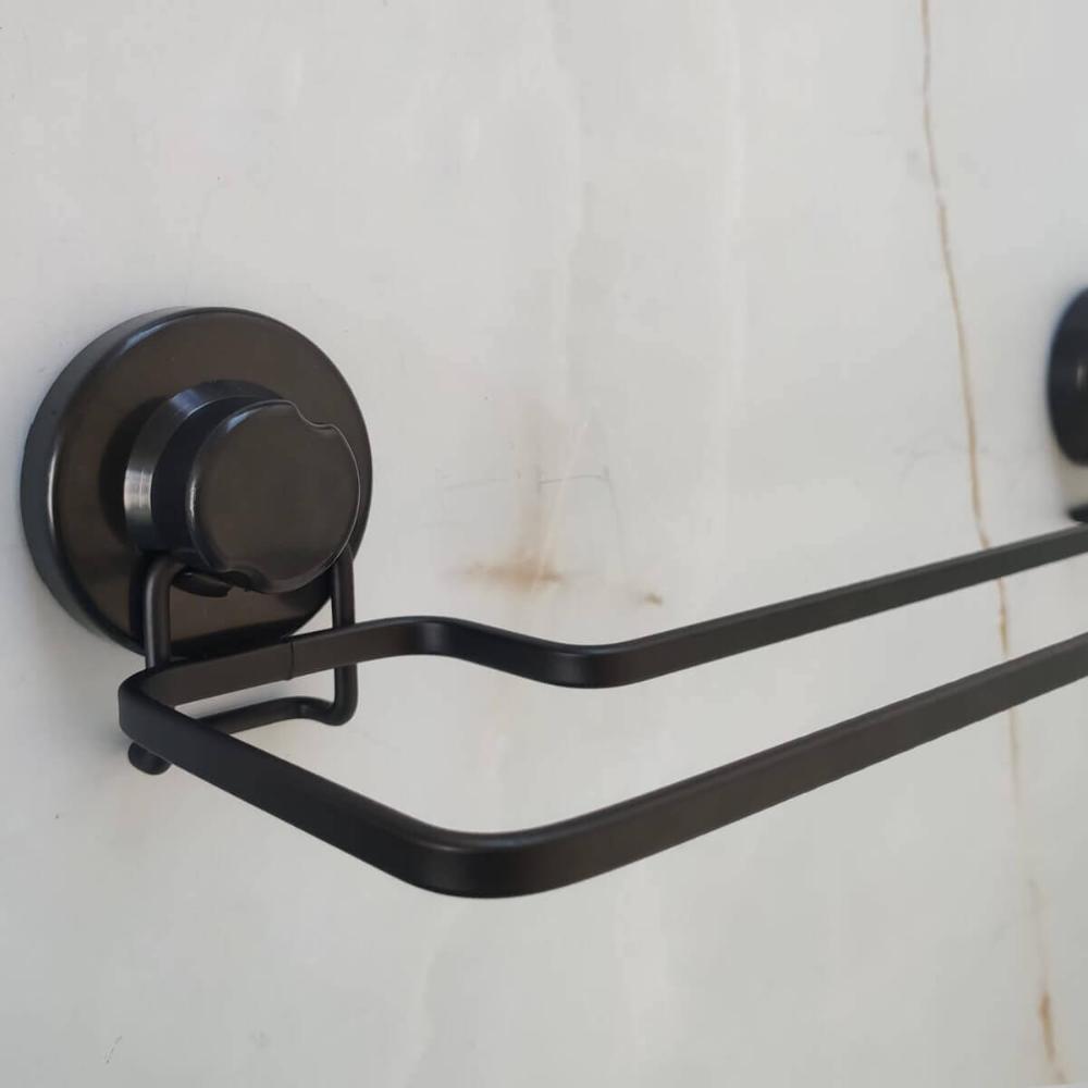 Porta Toalha Preto com Ventosa Faciliti Toalheiro para Banheiro Rosto ou Banho Schmitt