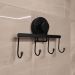 Suporte Multiuso 4 Ganchos Cabideiro Preto com Ventosa Pared
