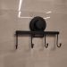 Suporte Multiuso 4 Ganchos Cabideiro Preto com Ventosa Pared