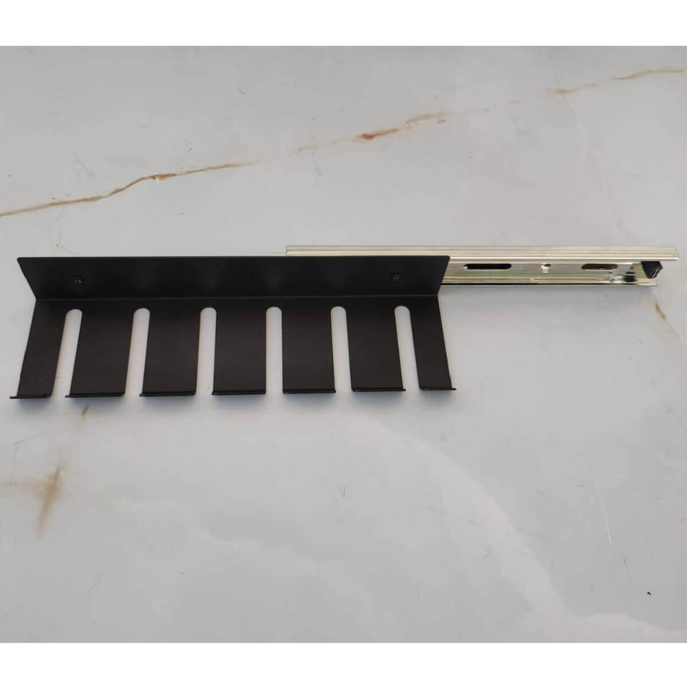 Suporte Porta 6 Espetos Deslizante de Churrasco Preto com Corrediça para Móvel Schmitt