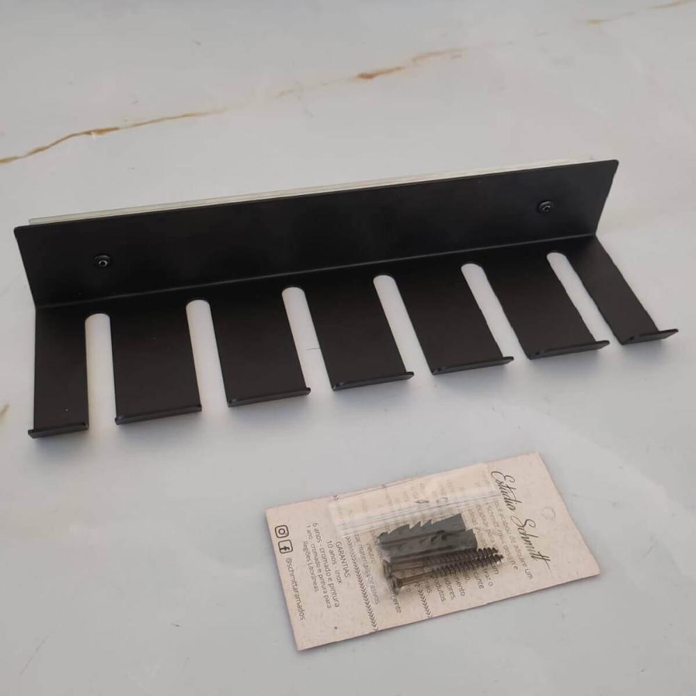 Suporte Porta 6 Espetos Deslizante de Churrasco Preto com Corrediça para Móvel Schmitt