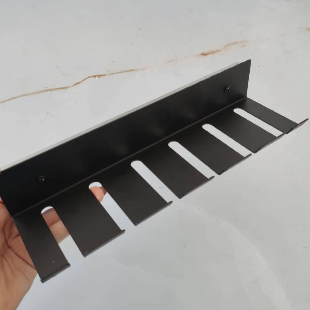 Suporte Porta 6 Espetos Deslizante de Churrasco Preto com Corrediça para Móvel Schmitt