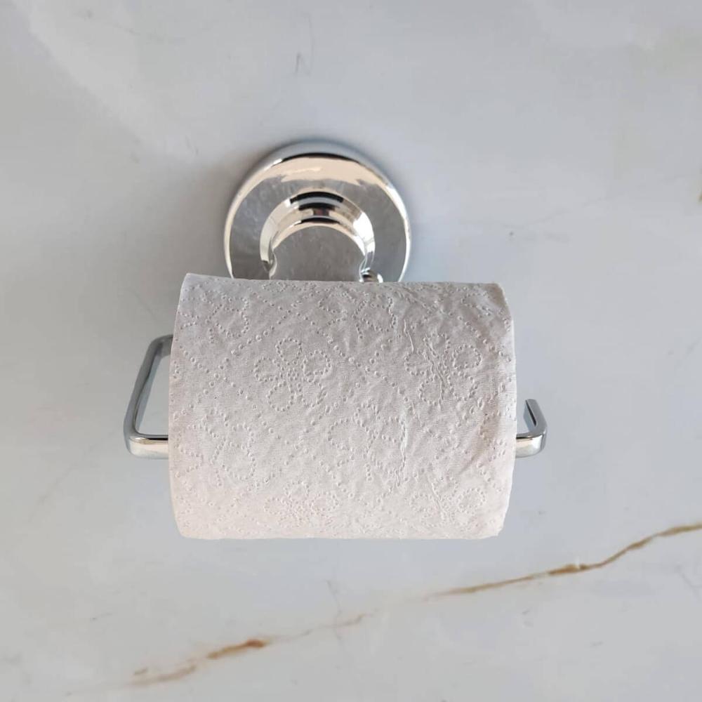 Suporte Porta Papel Higiênico com Ventosa Faciliti Papeleira de Parede Cromada