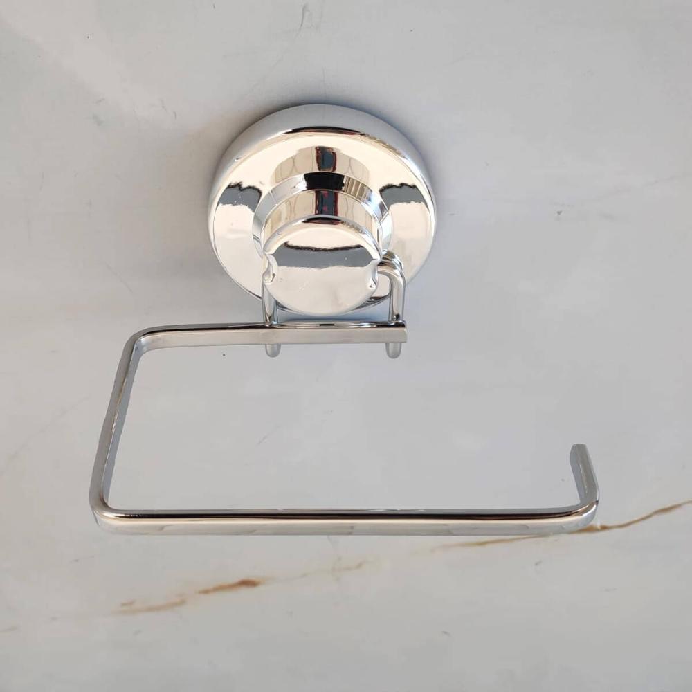 Suporte Porta Papel Higiênico com Ventosa Faciliti Papeleira de Parede Cromada