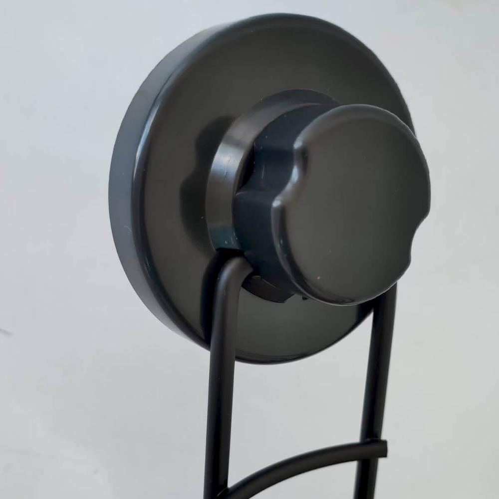 Suporte Porta Secador de Cabelo Preto com Ventosa de Parede