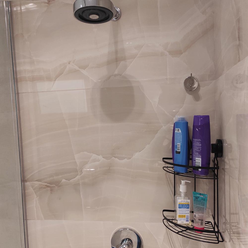 Suporte Porta Shampoo Preto com Ventosa Duplo Cantoneira Para Banheiro Faciliti