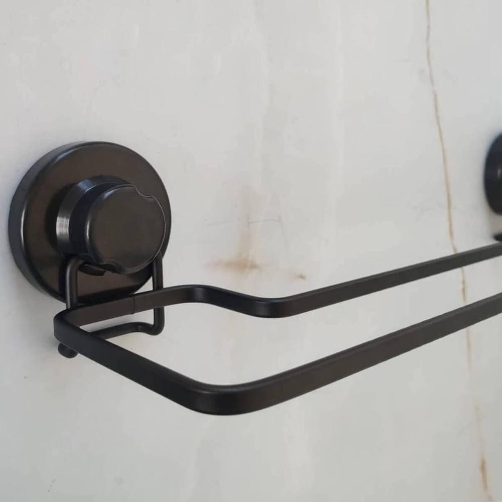 Suporte para Toalhas Porta Papel Higiênico e Saboneteira com Ventosa Preto Faciliti Banheiro