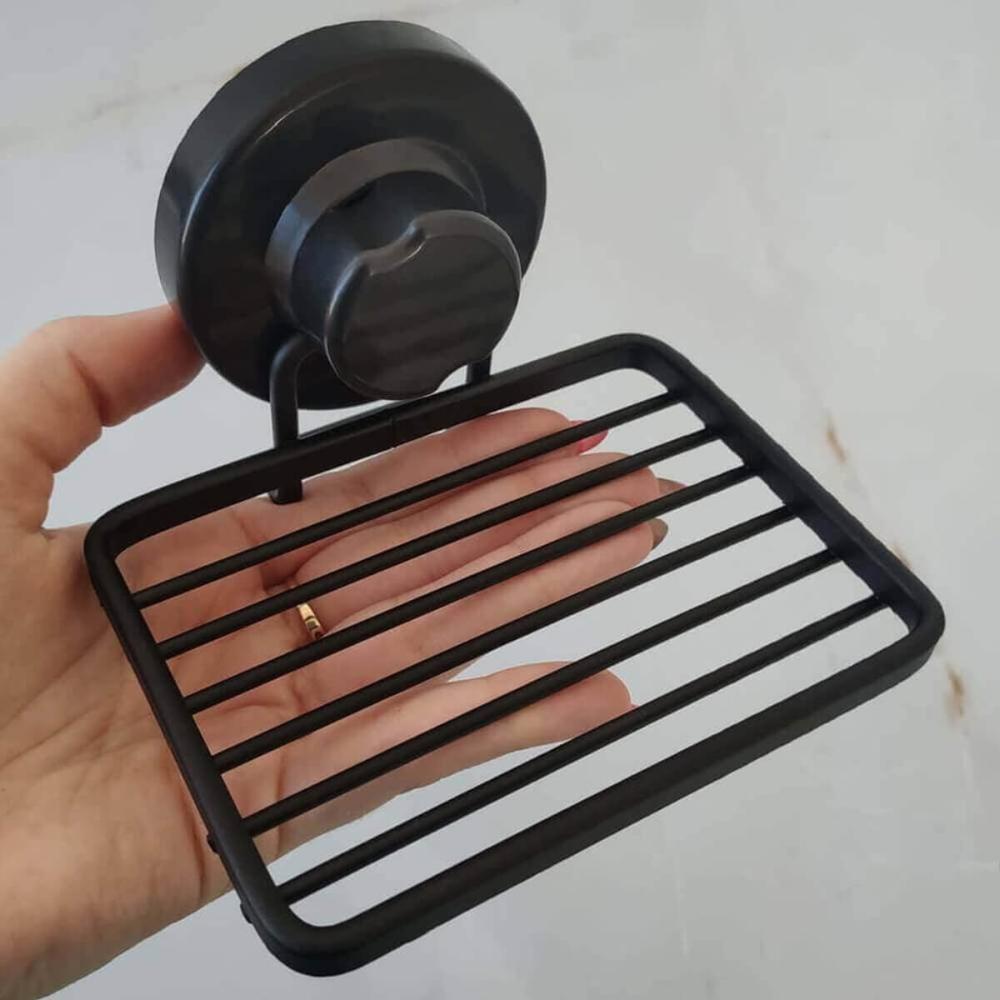 Suporte para Toalhas Porta Papel Higiênico e Saboneteira com Ventosa Preto Faciliti Banheiro