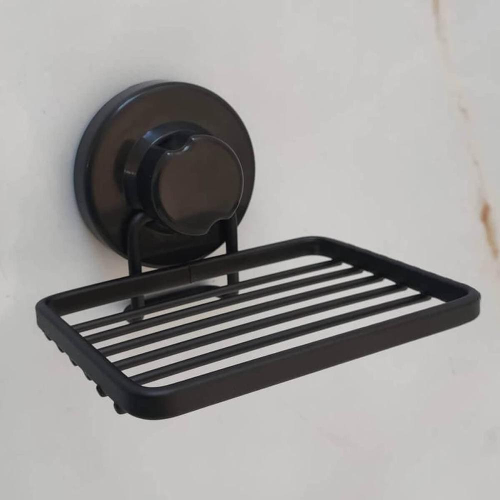 Suporte para Toalhas Porta Papel Higiênico e Saboneteira com Ventosa Preto Faciliti Banheiro