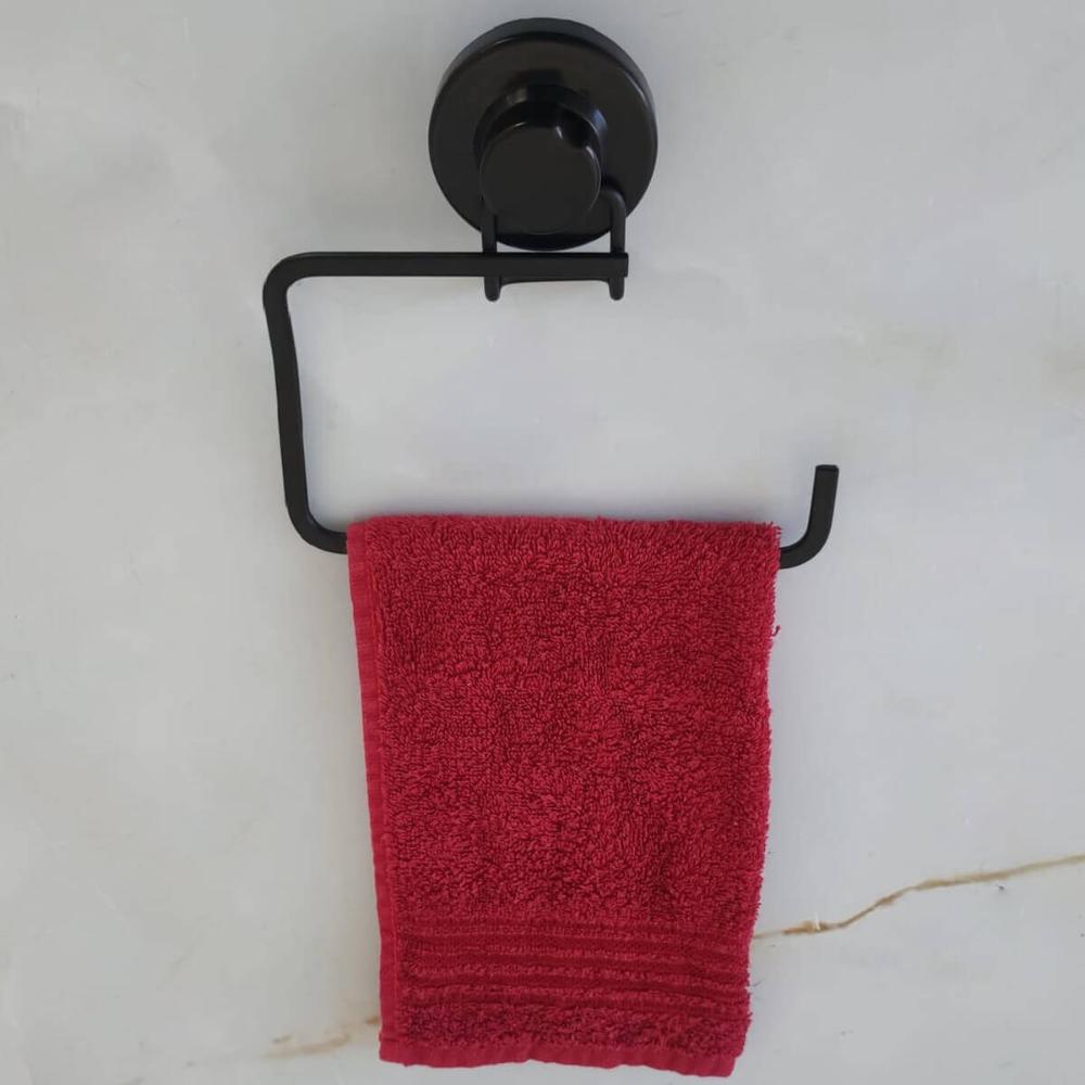 Toalheiro com Ventosa Preto Fosco Porta Toalha de Rosto para Banheiro Lavabo Faciliti