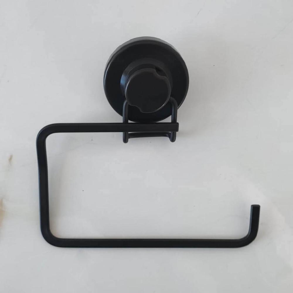 Toalheiro com Ventosa Preto Fosco Porta Toalha de Rosto para Banheiro Lavabo Faciliti