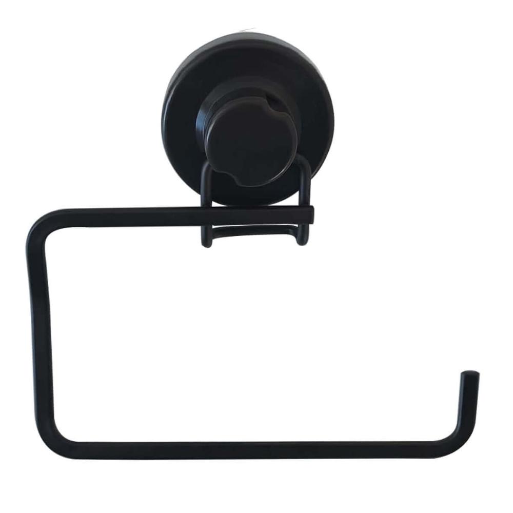 Toalheiro com Ventosa Preto Fosco Porta Toalha de Rosto para Banheiro Lavabo Faciliti