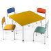 Conjunto Coletivo Quadrado Infantil - 1 Mesa e 4 Cadeiras