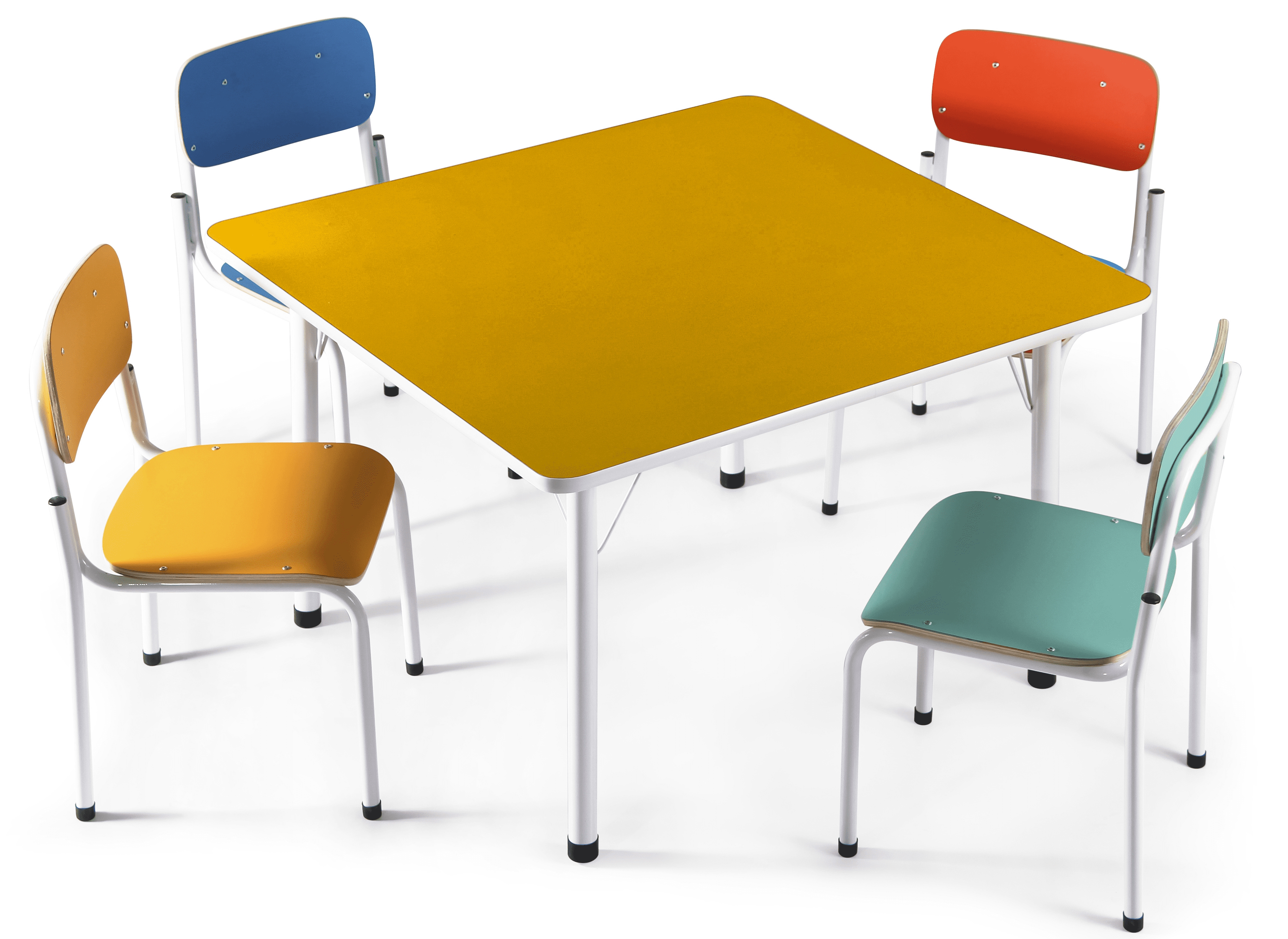 Conjunto Coletivo Quadrado Infantil - 1 Mesa e 4 Cadeiras