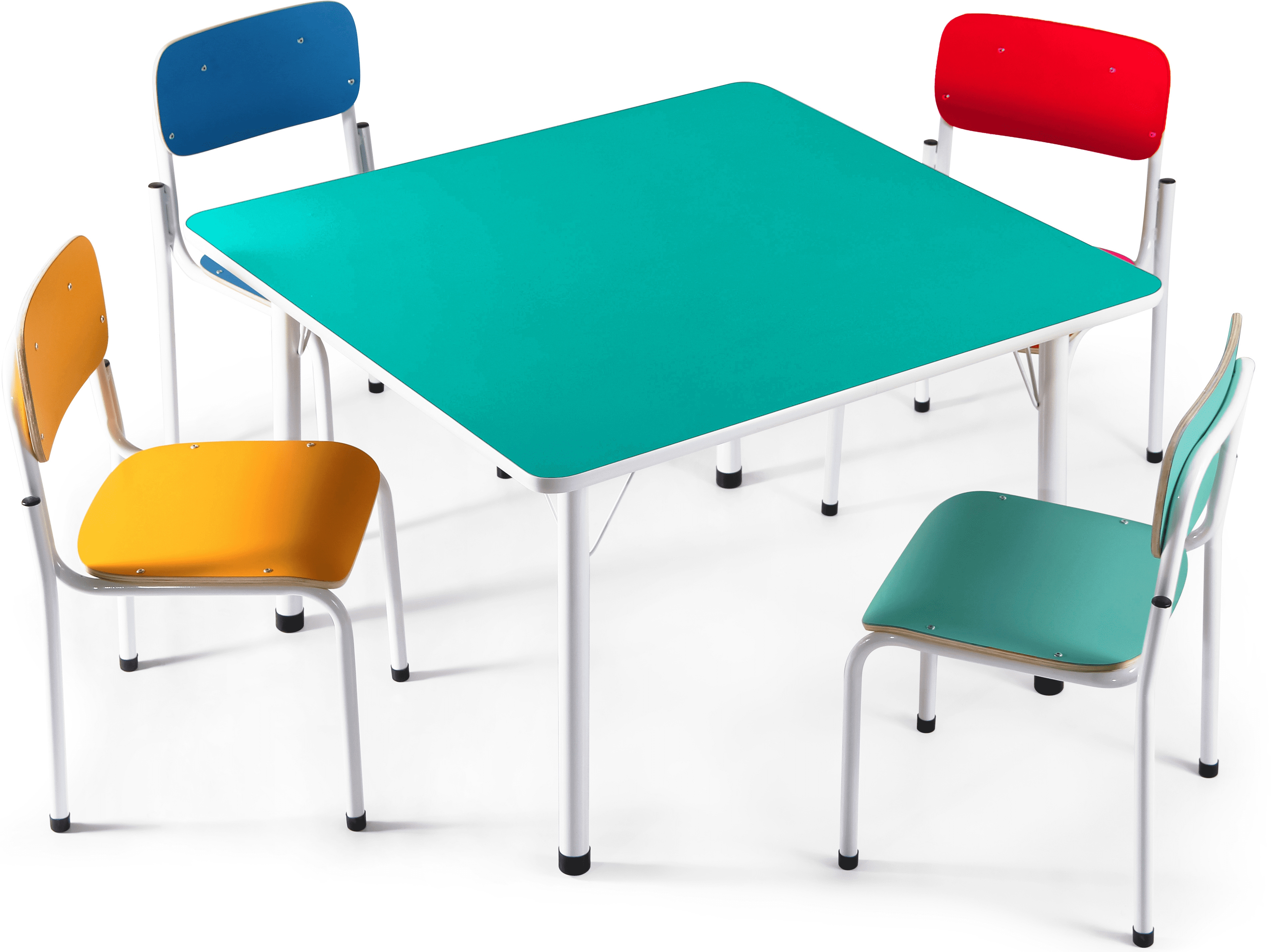 Conjunto Coletivo Quadrado Infantil - 1 Mesa e 4 Cadeiras