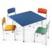 Conjunto Coletivo Quadrado Infantil - 1 Mesa e 4 Cadeiras