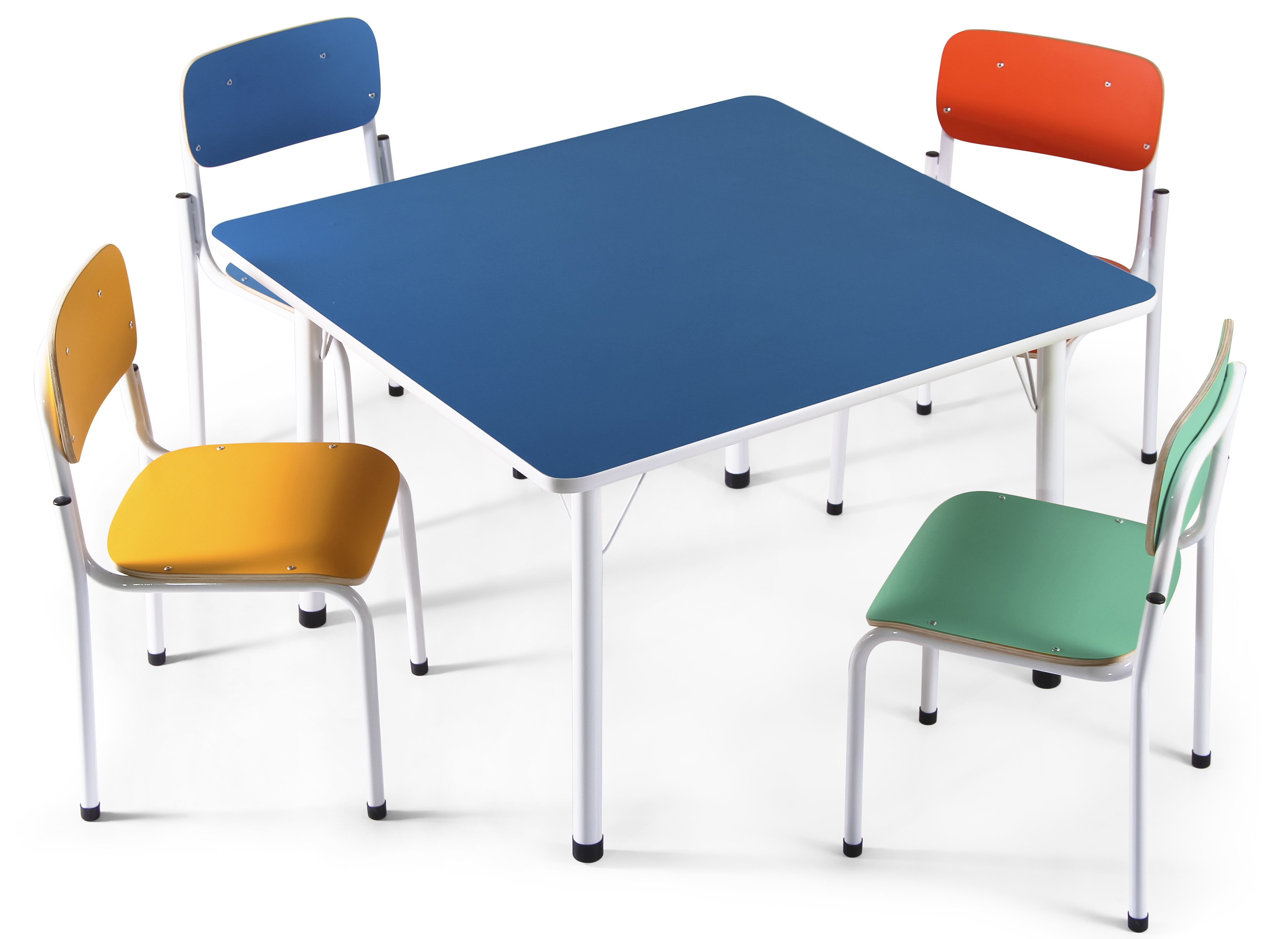 Conjunto Coletivo Quadrado Infantil - 1 Mesa e 4 Cadeiras