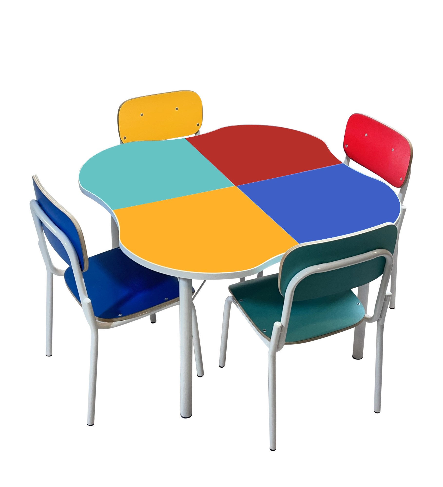 Conjunto Coletivo Trevo Infantil - 1 mesa e 4 cadeiras