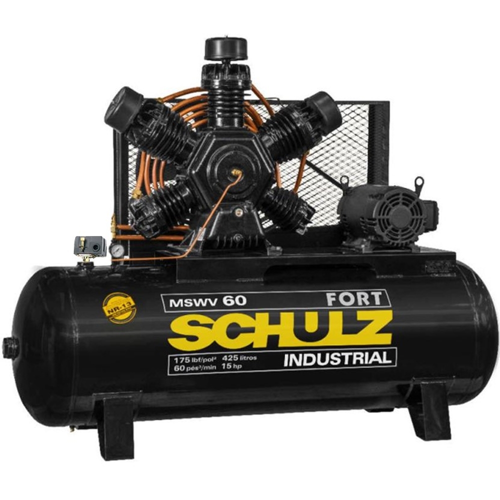 Compressor Schulz Mswv60fort 425lts 175psi 15cv 220/380/440v
