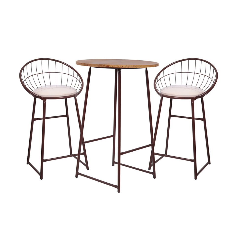 Conjunto de Mesa Bistrô com 2 Banquetas Cheers Castanho e Branco