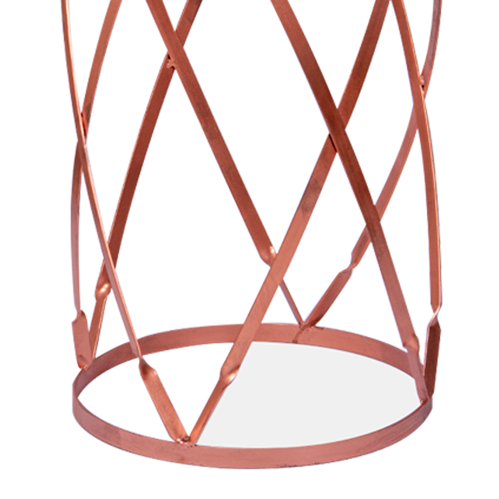 Mesa Lateral Redonda Stylo Madeira e Bronze