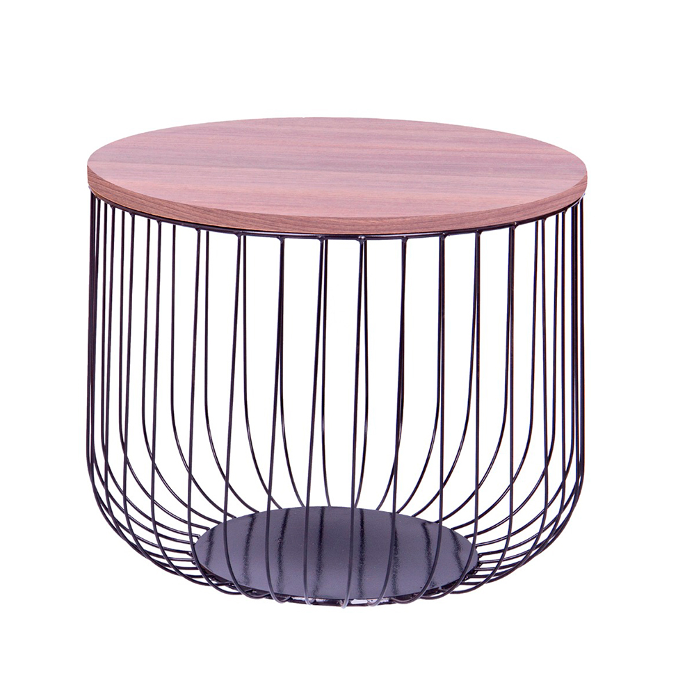 Mesa de Centro Redonda Riga Marrom e Preta