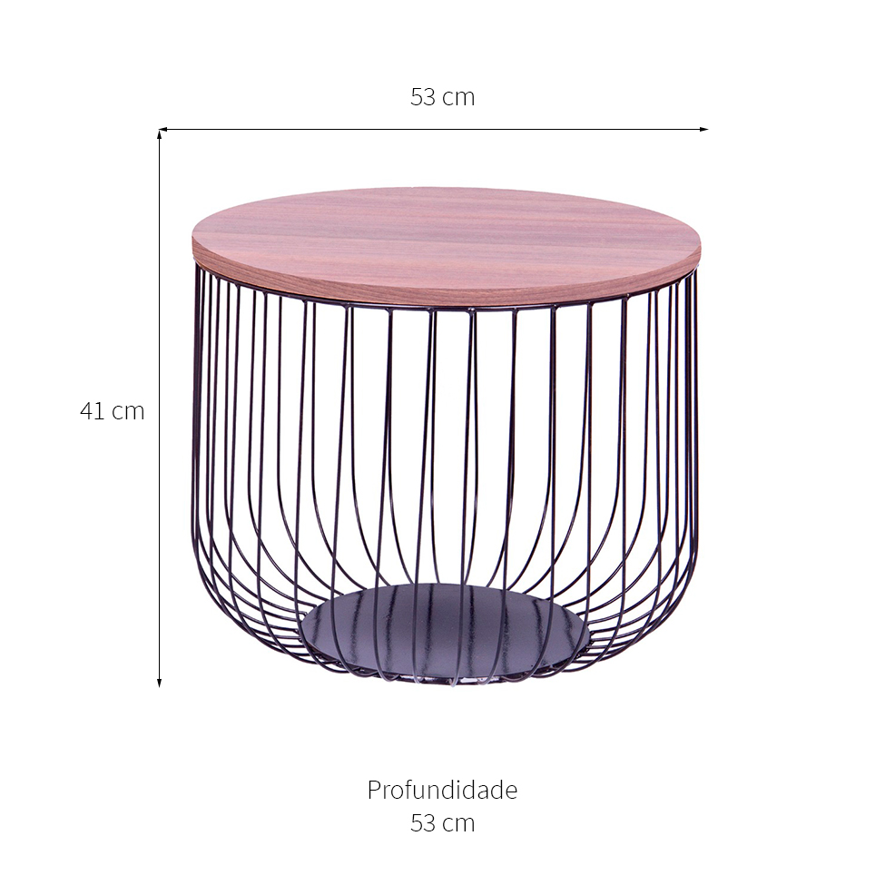 Mesa de Centro Redonda Riga Marrom e Preta