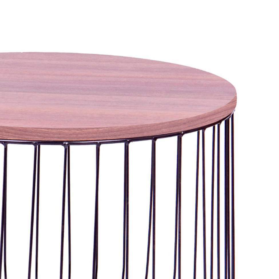 Mesa de Centro Redonda Riga Marrom e Preta