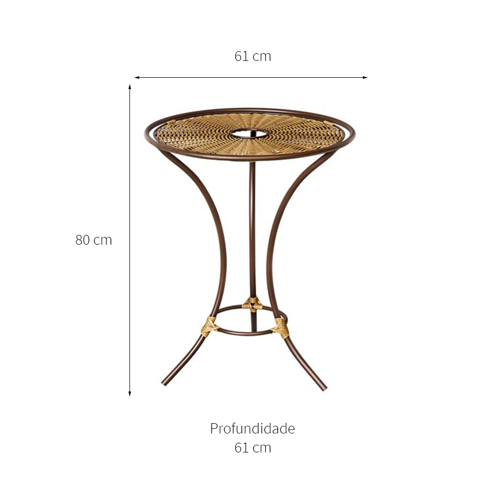 Mesa de Cozinha Redonda Roma Marrom